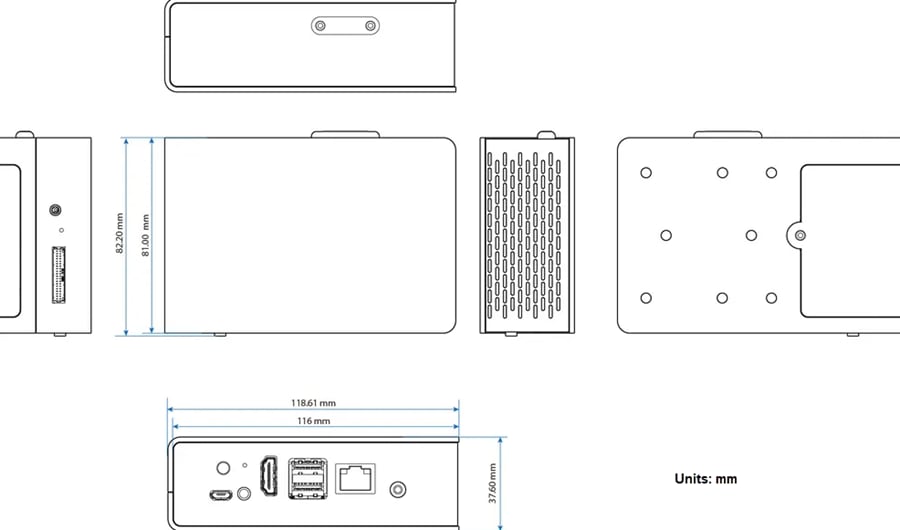 Mechanical Drawing - VIA Technologies ARTiGO A5000 Embedded Box Computers